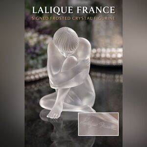 Lalique France Frosted Crystal Seated Nude Figurine Signed